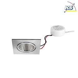 Recessed outdoor LED downlight set BB15 with round converter, IP54, V4A, 230V, 6W 3000K 640lm 38, dimmable, stainless steel