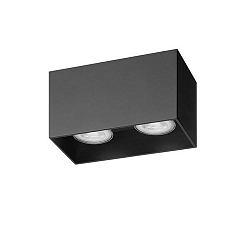 surface luminaire TURN-RE GU10 2 flames, square, rigid IP20, black matt dimmable