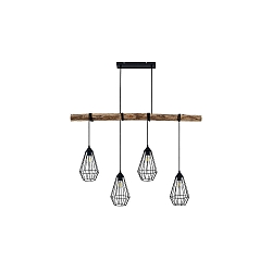 pendant luminaire RUTILUS 4 flames E27 IP20, wood dimmable