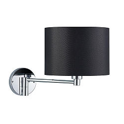 Wandleuchte mit Stoffschirm, Arm 40cm / � 25cm, E27 max. 60W, Chrom / Chintz schwarz