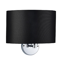 Wandleuchte mit Stoffschirm, Arm 17cm / � 25cm, E27 max. 60W, Chrom / Chintz schwarz