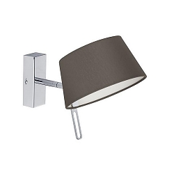 Wandleuchte mit Stoffschirm, Arm 29cm / Kopf 180� schwenkbar, G9, Chrom / Chintz braun