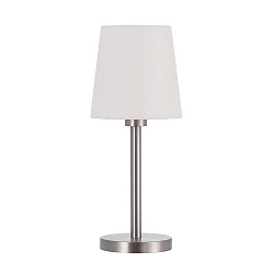 Tischleuchte mit Stoffschirm, H�he 42cm / � 17cm, E27 max. 60W, mit Schnurschalter, Nickel matt / Chintz rohwei�