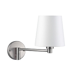 Wandleuchte mit Stoffschirm, Ausladung 36cm, E27 max. 60W, Nickel matt / Chintz rohwei�