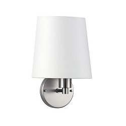Wandleuchte mit Stoffschirm, Ausladung 15cm, E27 max. 60W, Nickel matt / Chintz rohwei�