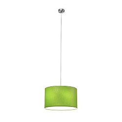 Pendant luminaire SOFT TUBE 280, � 28cm, 2 x E27 max. 60W, matt nickel / shade chintz green / diffuser PC