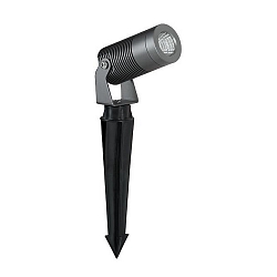 Outdoor LED Erdspie�strahler IP67, 24V DC, rund, 8W 3000K 640lm 38�, inkl. 100cm Anschlussleitung mit Aquastop, Titan
