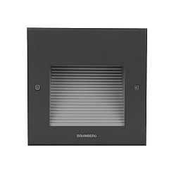Recessed outdoor LED wall luminaire, IP65, square, H/B 16/16cm, 230V, 2W 3000K 100lm, structured black