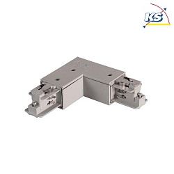 Corner connector 90 for 3-phase- / 1-phase power tracks, protective conductor on the inside, silver