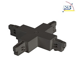 Cross connector for 3-phase power tracks, 12 x 12cm, black