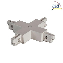 Cross connector for 3-phase power tracks, 12 x 12cm, silver