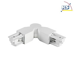 Flexible corner connector for 3-phase power tracks, protective conductor on the inside