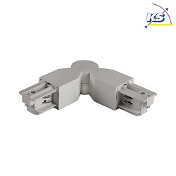Flexible corner connector for 3-phase power tracks, protective conductor on the inside