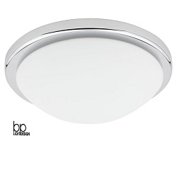 Premium ceiling luminaire, polished chrome chaplet / opal matt glass,  36cm, 2x E27 max. 75W