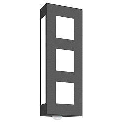 Au�enwandleuchte AQUA TRILO, IP44, 40 x 16cm, 3-fach, mit Bewegungssensor, E27, Edelstahl / Opalglas, anthrazit