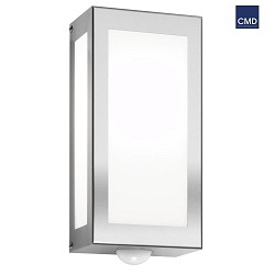 Outdoor wall luminaire AQUA RAIN with motion detector, IP44, E27, stainless steel, brushed