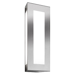 Au�enwandleuchte TRAPEZ, IP44, 40 x 16cm, 1-fach, E27, Edelstahl / Opalglas, geb�rstet