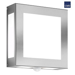 Outdoor wall luminaire AQUA LEGENDO with motion detector, IP44, 2x E27, stainless steel / opal glass, brushed