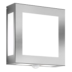 Au�enwandleuchte AQUA LEGENDO, IP44, mit PIR-Bewegungsmelder, 2x E27, Edelstahl / Opalglas