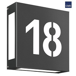 House number luminaire AQUA LEGENDO, 2 digits (cut out), 2x E27, stainless steel / opal glass, anthracite