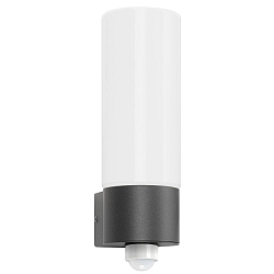 Au�enwandleuchte AQUA WALL, IP44, zylindrisch, mit Bewegungsmelder, E27, Edelstahl / Opalglas, anthrazit