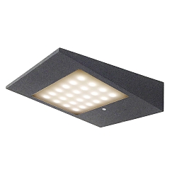 Solar outdoor wall luminaire with motion detector + night light, IP54, stainless steel / opal glass, anthracite