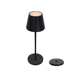 LED Akku-Tischleuchte 100� 2W 2200/3000/4000K (CCT Switch) 200lm IP54, mit USB-Ladeschale + Touch-Dimmer, schwarz