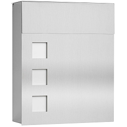 Outdoor Briefkasten mit Opalglas-Fenster, eckig, gerade, H�he 38.5cm, Edelstahl 