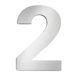 House number 2 from brushed stainless steel, height 25cm