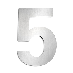 House number 5 from brushed stainless steel, height 25cm