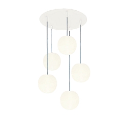 pendant luminaire ACAI 16 5 flames, round E27 IP20, mat, opal white dimmable