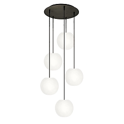 pendant luminaire ACAI 21 5 flames, round E27 IP20, mat, opal white dimmable