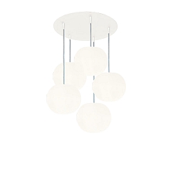 pendant luminaire ACAI 21 5 flames, round E27 IP20, mat, opal white dimmable
