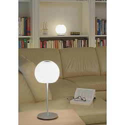Tischleuchte BALL, IP20, 2x G9, opal wei�-matt / Aluminium geb�rstet, H�he 49, mit Dimmer
