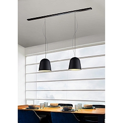 Pendant luminaire CLAVIO M, 2x E27, IP20, Lava anthracite / black matt