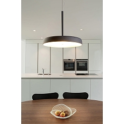 LED Lava-Keramik-Pendelleuchte CLAVIO FLAT, IP20, � 32cm, 24W 2700K 2680lm, dimmbar, anthrazit / schwarz matt