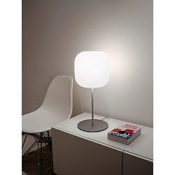 Tischleuchte MUREA, gerade, E27, Opalglas wei�-matt / Alu geb�rstet, mit Dimmer