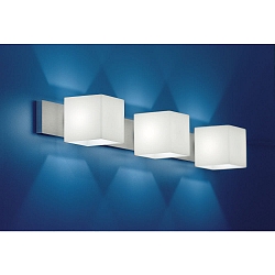 Wandleuchte CUBE, IP20, 3-flammig, 75cm, 3x G9, opal wei�-matt / Aluminium geb�rstet