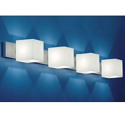 Wandleuchte CUBE, IP20, 4-flammig, 100cm, 4x G9, opal wei�-matt / Aluminium geb�rstet