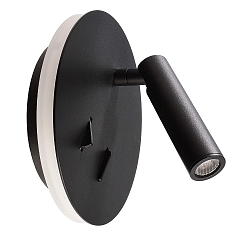 LED Wandleuchte BRAHE IV, indirekt, mit LED Lese-Spot, 8.5W 3000K 490lm 25�, getrennt schaltbar, verkehrsschwarz