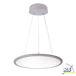 KapegoLED pendant luminaire LED Panel, transparent, round, warm white, silver