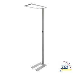LED floor lamp OFFICE ONE TRANSPARENT, Up / Down, 55W 4000K 6200lm 689cd 150° / 150°, touch dimmable, silver / transparent