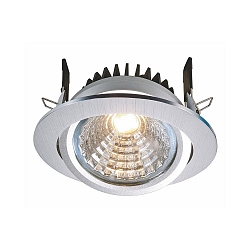 Recessed LED ceiling luminaire COB 95 round, current constant, 28-31V, 350 mA, 12W, 4000K, swivelling 45�, brushed aluminum