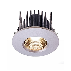 Recessed LED ceiling luminaire COB 68 IP65 round, current constant, 350 mA, 8W, 2700K, silver