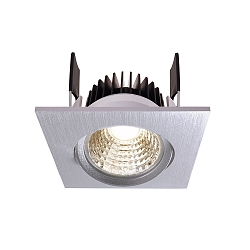 Recessed LED ceiling luminaire COB-68-350mA-SQUARE, current constant, 6W, 2700K, 45�, brushed silver