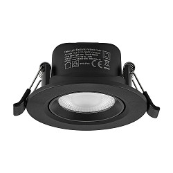recessed spotlight SURTUR TILT 68 CCT swivelling, CCT Switch IP20/IP44, black dimmable