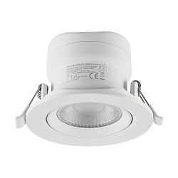 LED Einbaustrahler SURTUR TILT 83 DTW, IP44 IK06, � 10.5cm, 9W 1800-2700K 720lm 40�, CRi>90, Dim-To-Warm, schwenkbar, wei�