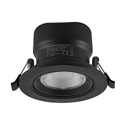 LED Einbaustrahler SURTUR TILT 83 DTW, IP44 IK06, � 10.5cm, 9W 1800-2700K 720lm 40�, CRi>90, Dim-To-Warm, schwenkbar, schwarz