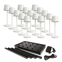 battery table lamp CANIS MINI GASTRO with touch dimmer, with charger, 15 pcs. IP65, mat, traffic white dimmable