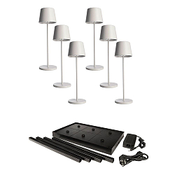 battery table lamp CANIS GASTRO M with touch dimmer, with charger, 6 pieces IP65, dark grey, mat dimmable
